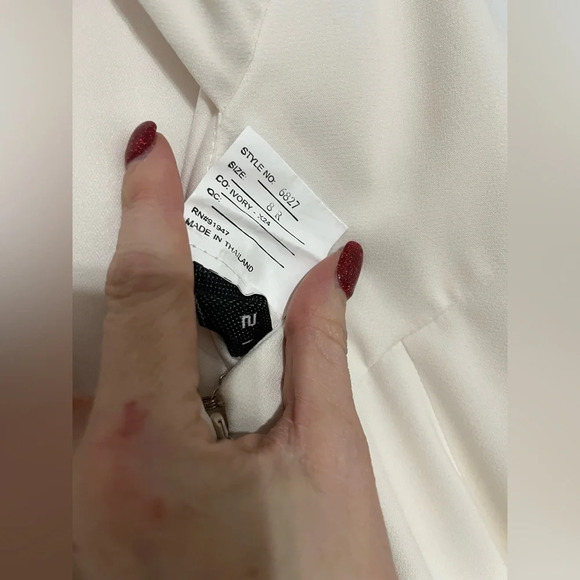 After Six Ivory Bow Neck Crepe Cutout Gown 6827 - Picture 7 of 7